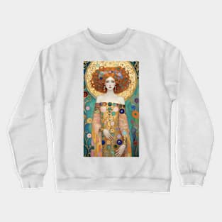 Gustav Klimt's Gilded Muse: Inspired Woman in Radiant Splendor Crewneck Sweatshirt